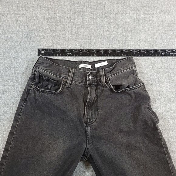 Forever 21 Premium Jeans Womens 26 Raw Hem Midrise Straight Leg Black - Picture 10 of 13